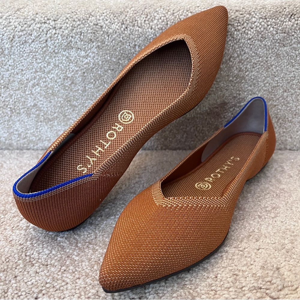 Rothy's Womens 10 The Point Fawn Knit Fabric Slip On Everyday Ballet Flats NWOB